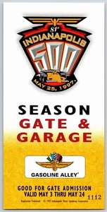 1997 Indy 500 Season Garage Gate Gasoline Alley Pass Indianapolis IMS VGC #1112 - Picture 1 of 2