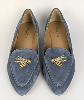 NUEVO Talbots Francesca Para Mujer Azul Bordado Gamuza Zapatos Planos para Conducir EE. UU. 10 M Foto 1 de 4