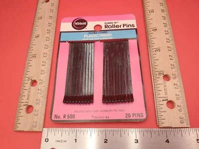 Vtg 60's Bobby Pins 'Wil-Hold' Rubber Tip Black Roller Pins 20ct #R500 #1278 - Image 1 of 4