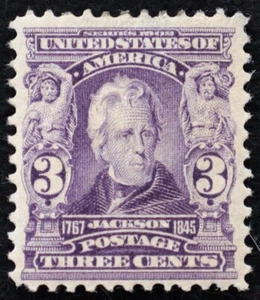 U.S. Mint Stamp Scott #302 3c Jackson, VF - XF. Hinged. Choice! - Picture 1 of 2