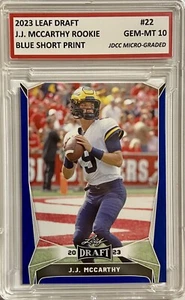 J.J. MCCARTHY 2023 LEAF Draft Limited Blue GRADED "GEM-MT 10” ROOKIE CARD #22 - Picture 1 of 5