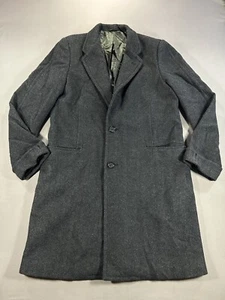 Abrigo Abercrombie & Fitch Negro Mezcla Lana Guisante Para Hombre Mediano Nuevo Con Etiquetas - Imagen 1 de 8