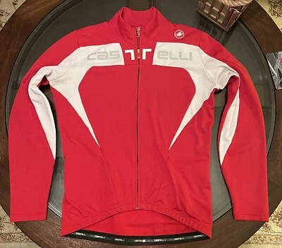 Chaqueta de Ciclismo Jersey 100% Auténtica Castelli Talla Verdadera Mediana Roja y Blanca Foto 1 de 4