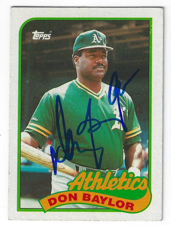 DON BAYLOR 1989 OAKLAND A'S SIGNED CARD LOS ANGELES ANGELS YANKEES TWINS RED SOX - Image 1 of 1