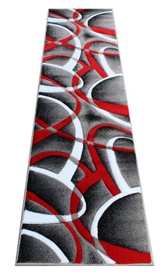 Alfombra tallada a mano Sophia Collection moderna contemporánea roja blanca gris 7x2 pies Foto 1 de 4
