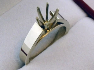 ANILLO SOLITARIO 2,50 QUILATES MONTAJE 4,5 MM ANCHO PESADO ORO BLANCO MACIZO 14K - Imagen 1 de 14