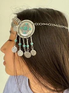 Kazakh Kyrgyz Afghan Ethnic Handmade Turquoise headwear accessories "Shekelik” - Picture 1 of 10