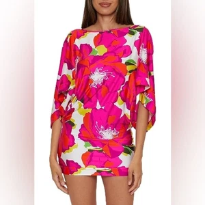 NEU Trina Turk Bloom Schwimmen Tunika lässig U-Boot-Ausschnitt Blumendruck Kleid Größe Small  - Bild 1 von 10