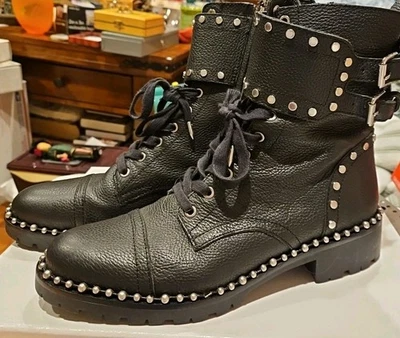 Sam Edelman JENIFER  Black Studded Ladies Boots Size 8 1/2 Moto Combat - Image 1 of 4