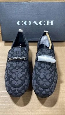 Mocasines para mujer COACH G5149 Harling con logotipo negro/gris talla 8 B Foto 1 de 4