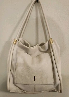 THACKER New York Off White Pebbled Leather Satchel Hobo Shoulder Handbag Large - Image 1 of 4