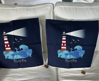 Juego/2 Fundas de Almohada Náutica Lighthouse Wave Cremallera 18 x 18" Ocean Cay, Foto 1 de 4