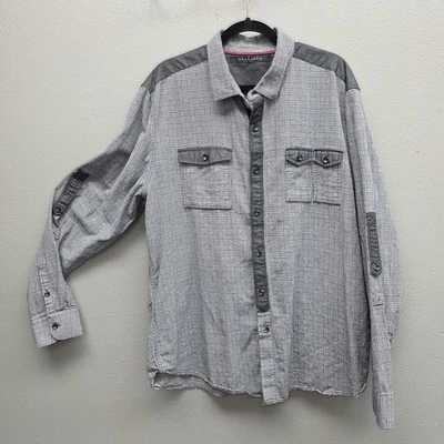 Sean John Shirt Mens Large Gray Plaid Button Front Contrast Shoulder Casual - Image 1 of 4