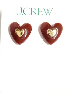 Aretes J.Crew Corazón Multi Rojo Latón Hipoalergénicos Titanio Postes Nuevos con Etiquetas Foto 1 de 4