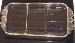 Frosted Tulip Handled Crystal 3 Section Relish Plate - Picture 1 of 1