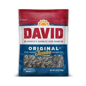 DAVID Roasted and Salted Original Jumbo Sunflower Seeds Keto Friendly 5.25 oz - Picture 1 of 6