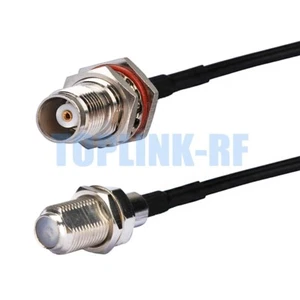 F Female to TNC Female Jack Bulkhead Connector Pigtail Jumper Coax RG174 Cable - Zdjęcie 1 z 4