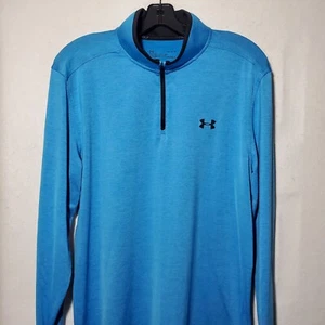 Under Armour Shirt Mens Large 1/4 Zip Loose Fit Running Golf Blue Sweatshirt  - Picture 1 of 10