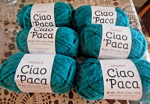 NEW Lot of 6 Skeins, Premier Ciao 'Paca Yarn, 4 oz, 86 yds, Turquoise - Picture 1 of 5