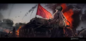 Anime girls world war ii female soldier soviet army tank playmat gaming mat - Picture 1 of 1