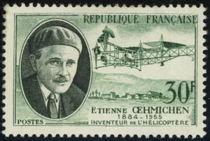France Mi#1127 Sc#824 Étienne Oehmichen 30fr Postage Stamp Europe 1957 Mint LH - Imagen 1 de 1