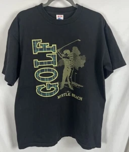 Vintage 90’s Myrtle Beach Golf Shirt Size XL Black American Eagle Single Stitch - Picture 1 of 3