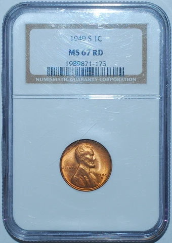 1949 S NGC MS67RD Red Lincoln Wheat Cent Cover