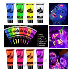 UV Glow Neon Face Paint Body Paint 10ml Fluorescent Party Festival Night Makeup - Picture 1 of 7