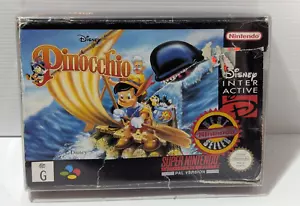 Pinocchio Super Nintendo SNES PAL With Box Manual +Acrylic Case - Picture 1 of 11