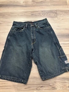 Vintage FUBU Carpenter Shorts Men 34 Blue Denim Y2K 13 In Inseam Baggy Skater - Picture 1 of 7