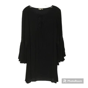 Entro Black Boho Dress Bell Sleeves Women’s Large - Picture 1 of 13