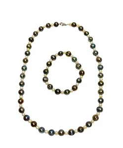 Imperial Pearl Syndicate Tahiti Halskette Armband Set Sterling Silber 925 IPS - Bild 1 von 24
