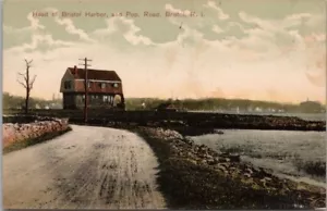 1910s BRISTOL, RI Postcard "Head of Bristol Harbor, and Pop. Road" Robbins Bros. - Picture 1 of 2