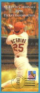 1998 St. Louis Cardinal Ticket Brochure With Postmark (McGwire) - Picture 1 of 1