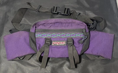 Bolso de cintura vintage JanSport senderismo 2 portabotellas cremallera estampado azteca púrpura Foto 1 de 4