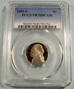 2003-S 5c PCGS PR70DCAM JEFFERSON NICKEL PROOF DEEP CAMEO PR 70 DC - Picture 1 of 3