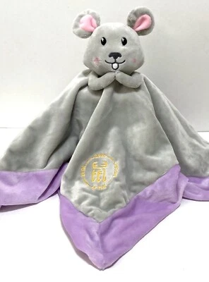 Manta de seguridad gris ratón bebé Lovey 2020 año del ratón borde morado 17,5" Foto 1 de 4