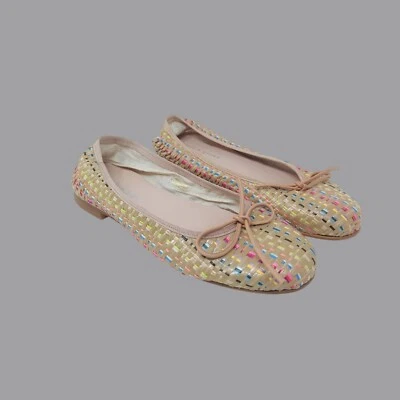 Patricia Green Ballet Flat Shoes 8 Beige Straw Raffia - Imagem 1 de 4