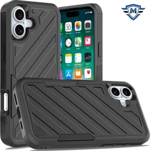 Funda protectora híbrida de doble capa a prueba de golpes METKASE negra para iPhone 16 Plus 6,7 pulgadas - Imagen 1 de 4
