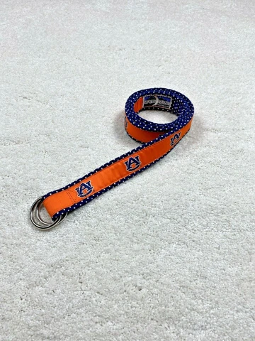 Moonshine University of Auburn Fabric D-Ring Belt Women Sz L Orange Blue White Cover