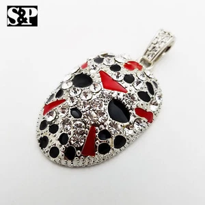 ICED JASON MASK HIP HOP CUBIC ZIRCONIA SILVER PLATED BLING FASHION CHARM PENDANT - Picture 1 of 3