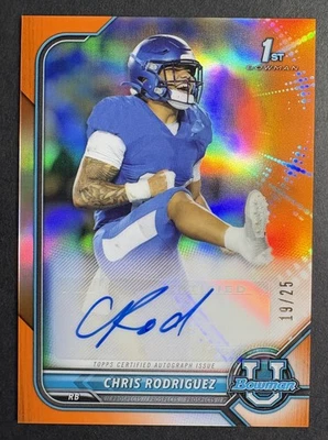 2021-22 CHRIS RODRIGUEZ JR. 1st Bowman Chrome University Auto Orange Ref RC #/25 - Image 1 of 2