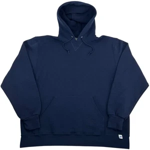 Vintage 90s y2k Herren Navy Blau Russell Athletic Blank Baggy Hoodie Sweatshirt XL - Bild 1 von 6