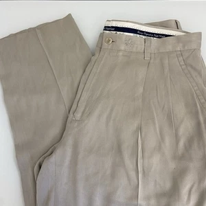 Nat Nast Luxury Originals 100% Silk Dress Pant Men's Size 34 Beige Pleated - Picture 1 of 9