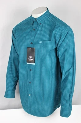 Ariat Men's Pro Porter Long Sleeve Button Shirt Dark Teal Check 10053873 - Image 1 of 4