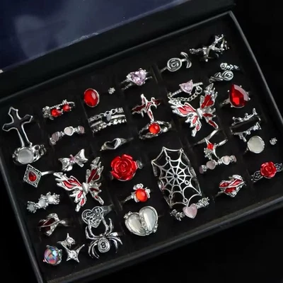 Lote a granel de 20 anillos de acero inoxidable para hombres y mujeres anillos de moda gótica al por mayor Foto 1 de 4