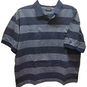 Ping Golf Shirt Large Mens Polo Short Sleeve Mercerized Cotton Blue Striped - Picture 1 of 6