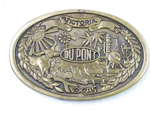 1983 Dupont Victoria Texas Messing Gürtelschnalle von The Buckle Works - Bild 1 von 5