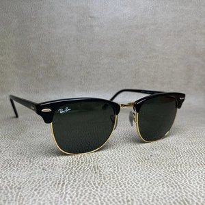 Occhiali da sole Ray-Ban RB3016 Clubmaster marmo montatura nera lenti verdi 51 mm - Foto 1 di 13