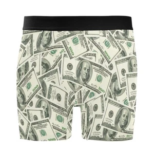 Men's Money Hundred Dollar Bill Boxer Briefs Soft Comfort Stretch 4 Inch Unde... - Imagen 1 de 6